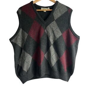 Vintage L.L.Bean Means Size Large 100% Pure Irish Lambs Wool Argyle Sweater Vest
